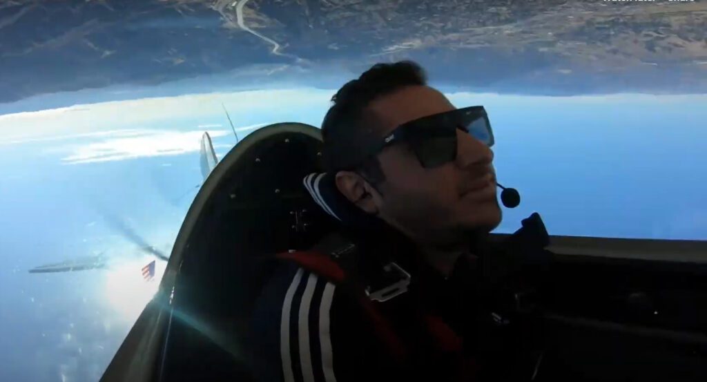 Chief Instructor Moe Tarakji goes inverted in the Pitts Bi-Plane over the California landscape